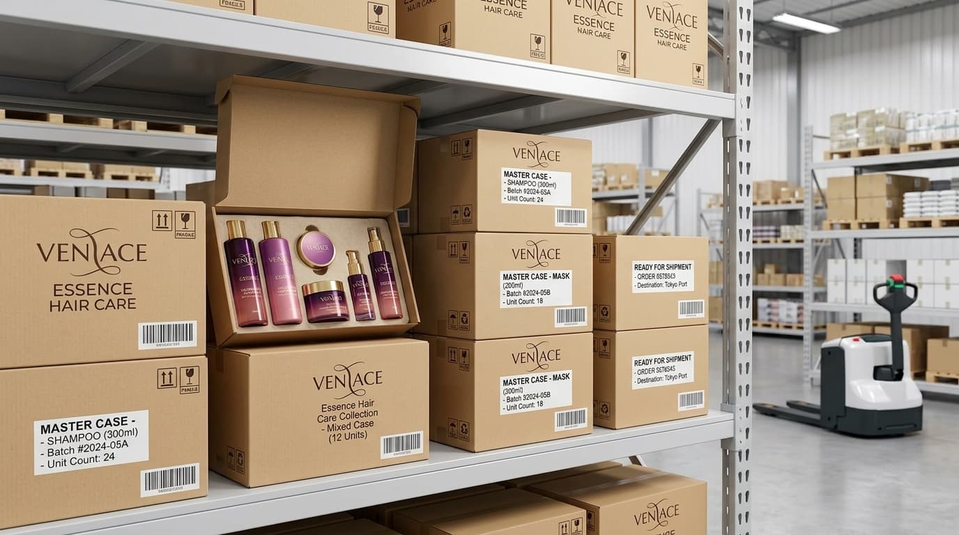 Numbered Veniace master cases on atelier warehouse shelves